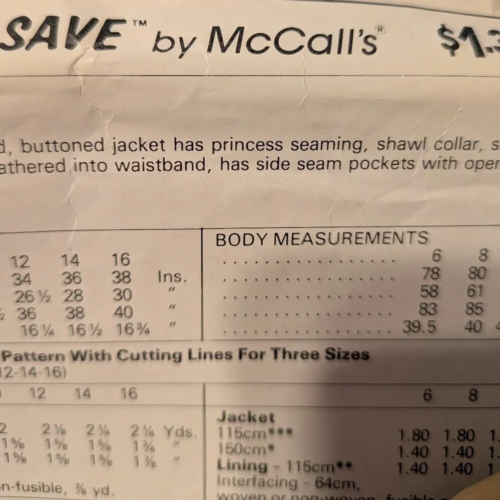 McCall's 8412 Jacket & Skirt sewing pattern UNCUT 6-10